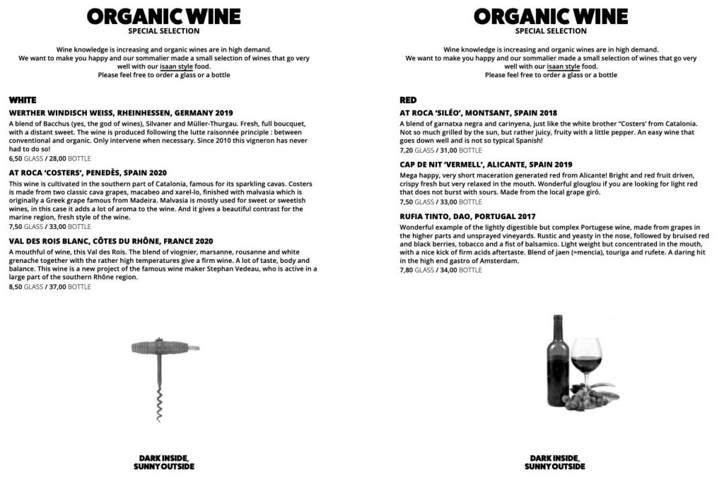 organic white and red wine