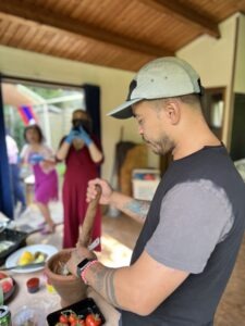 Kay making fresh papaya salad